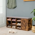 thumbnail image 2 of Costway Banc à Chaussures avec Coussin Rembourré, Étagère à Chaussures de Rangement Réglable à 9 Cubes, Brun Rustique, 2 of 10