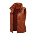 thumbnail image 7 of Juebong Womens Faux Leather Puffer Vest Zip Up Sleeveless PU Motorcycle Biker Jacket Stand Collar Padded Vests Quilted Lightweight Jackets Brown,M, 7 of 7