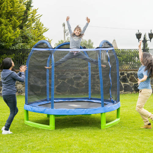 Bounce Pro 7-Foot My First Trampoline Hexagon (Ages 3-10) for Kids, Blue/Green - image 5 of 9