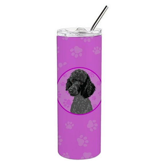 Carolines Treasures WDK1383TBL20 Poodle Standard Black Stainless Steel 20 oz Skinny Tumbler Pink 20 oz multicolor