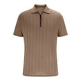 thumbnail image 6 of AHTJRT Mens Sporty Short Sleeve Zip Up Golf Tops Flexible Fit for Golf Khaki S, 6 of 7
