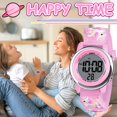 thumbnail image 5 of Reloj para niños para niñas, reloj deportivo digital para niños, relojes electrónicos multifunción impermeables con retroiluminación LED de 7 colores para niños de 3 a 12 años (rosa) JM, 5 of 5