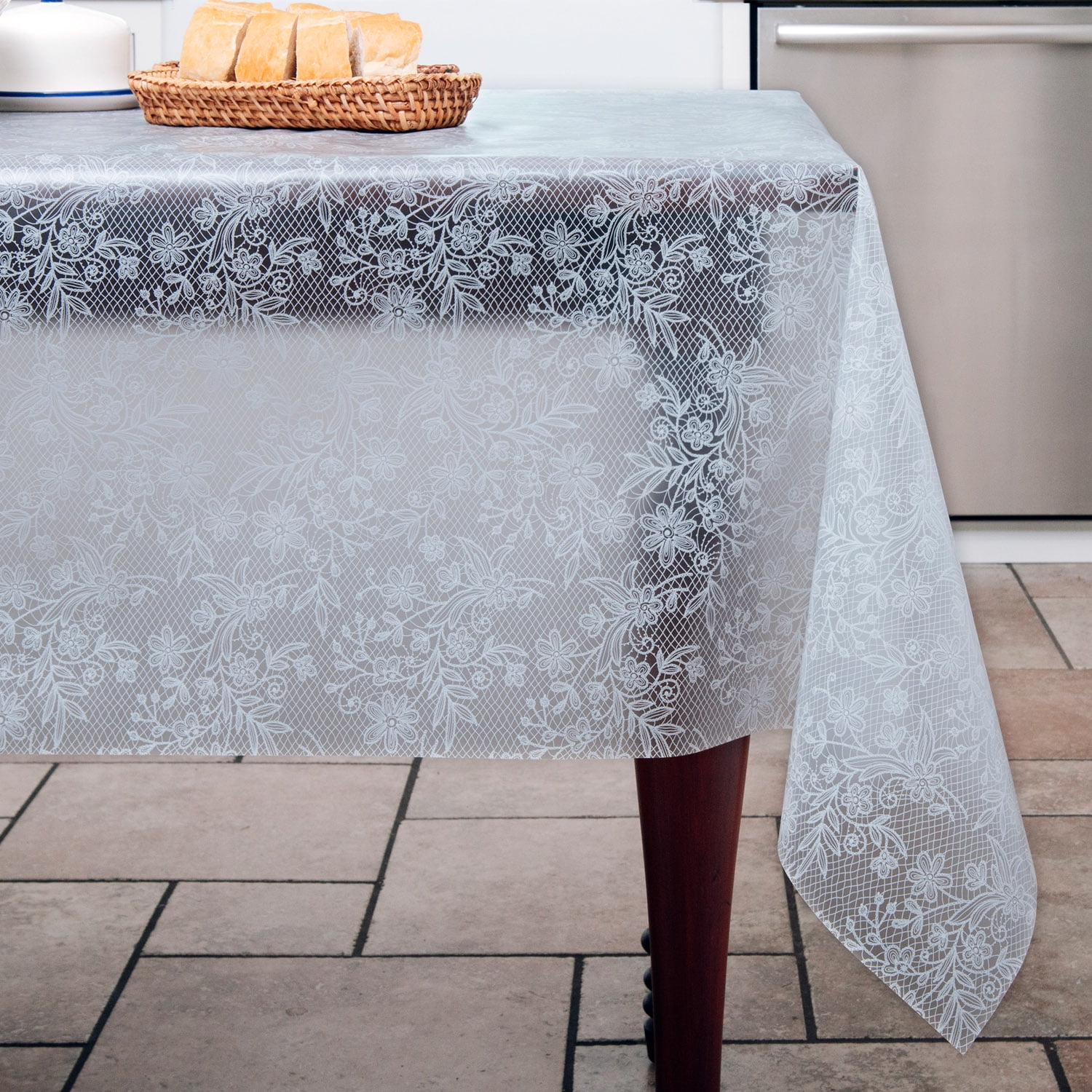 Magic Cover Rolled 54 Inch Vinyl Clear - Vintage Lace, by the yard