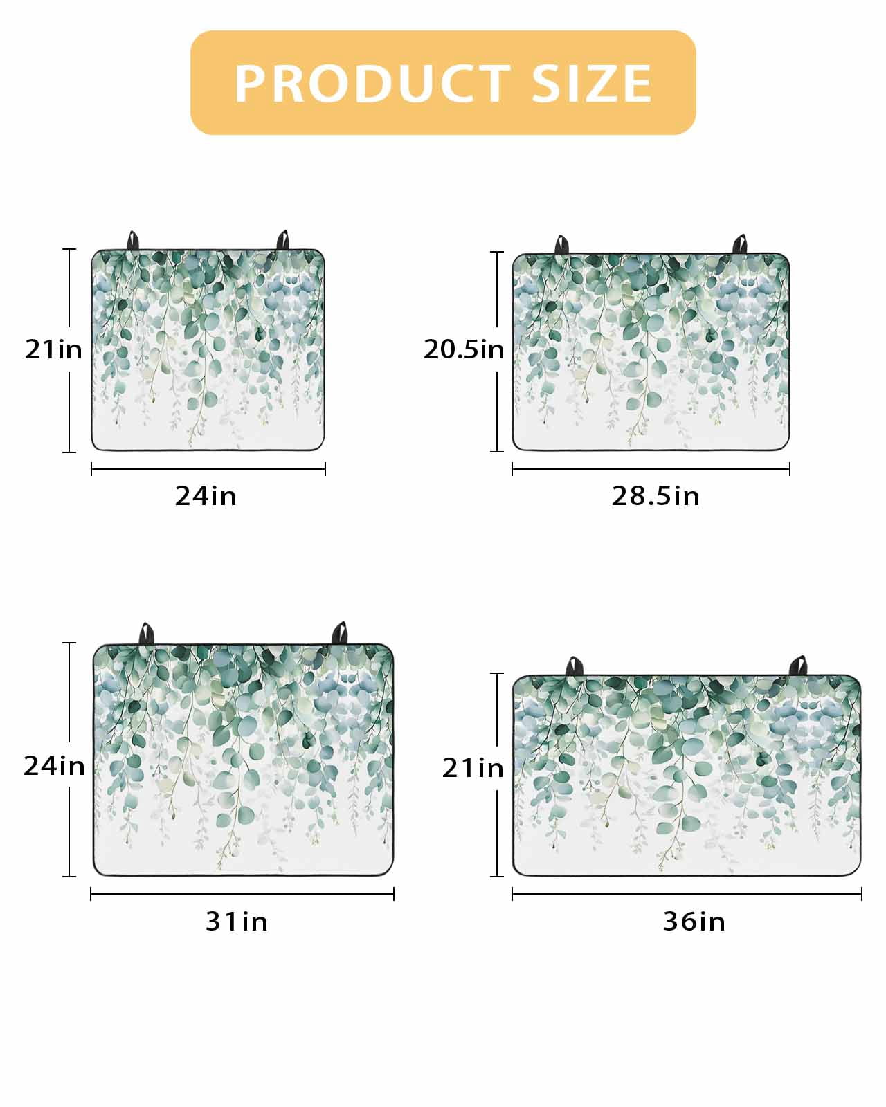 nqOlkjepod Large Induction Cooktop Protector Mat 24"x21", Eucalyptus Leaves Stove Top Covers for Electric Stove, Green Botanical Summer Spring Leaves Stove Burner Cover Mats, Glass Top Stove Cover
