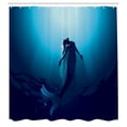 thumbnail image 2 of Ambesonne Cartoon Shower Curtain, Mermaid in Deep Water, 69"Wx84"L, Blue, 2 of 4