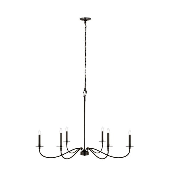 2301-42MB-Z-Lite-Arrington - 6 Light Chandelier in Restoration Style - 42 Inches Wide by 29 Inches High-Matte Black Finish    -Traditional