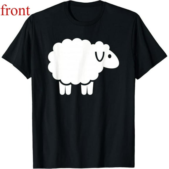 Cute Sheep T-Shirt for Women，Kawaii Animal Graphic Tee Tops，Soft Comfort Shirts，Crew neck，Causal，cotton，black，S-5XL
