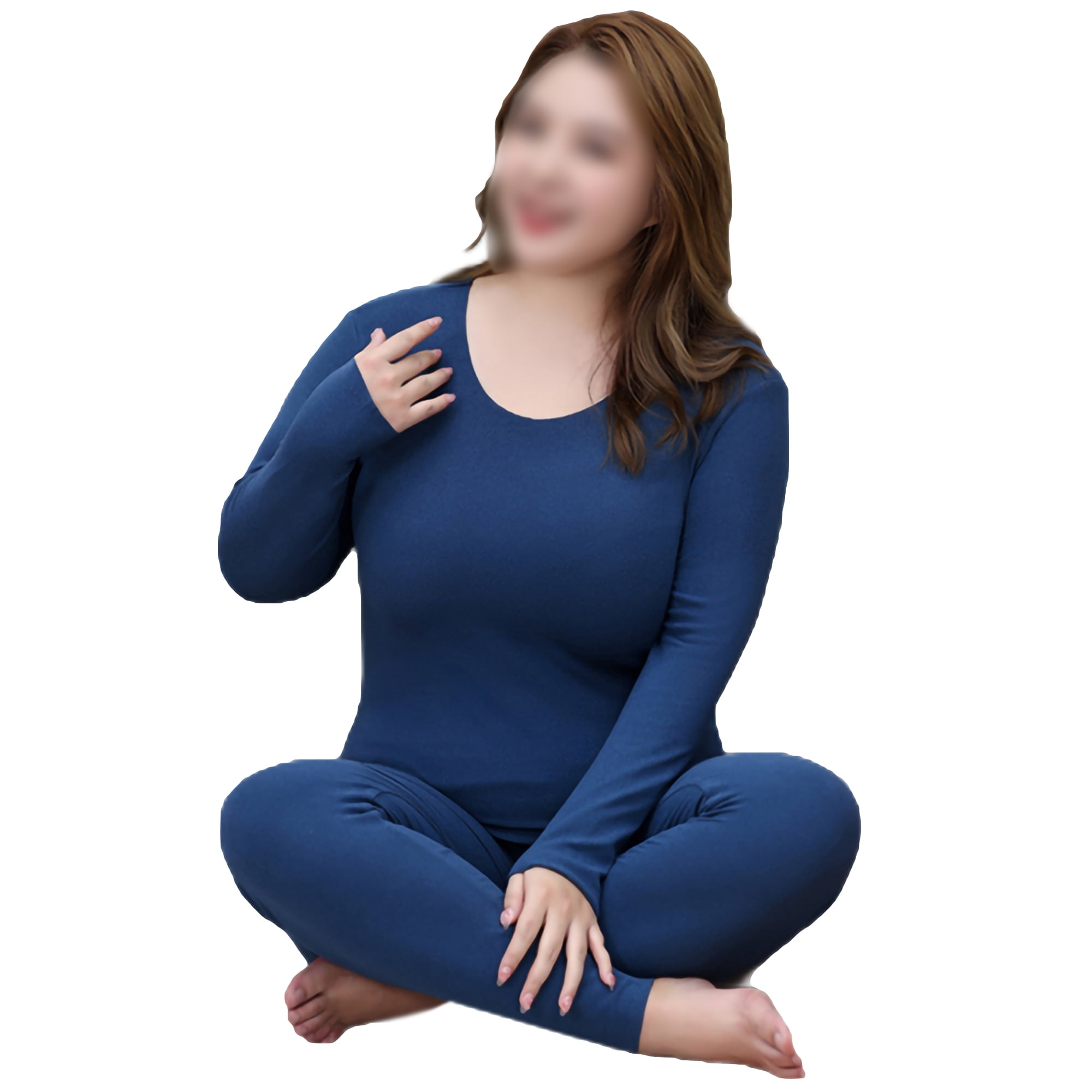 Mawclos Women Lightweight Crew Neck Thermal Underwear Winter Long Sleeve Top And Bottom Suits Lake Blue 4xl Other