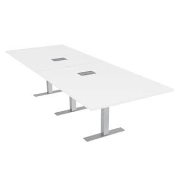 10 Person Modular Rectangle Conference Table Metal T-Bases Power Units