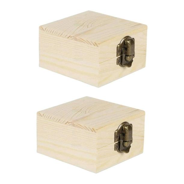 2 cajas de madera sin terminar, contenedor de almacenamiento para el hogar, cofre del tesoro, soporte para Estilo C