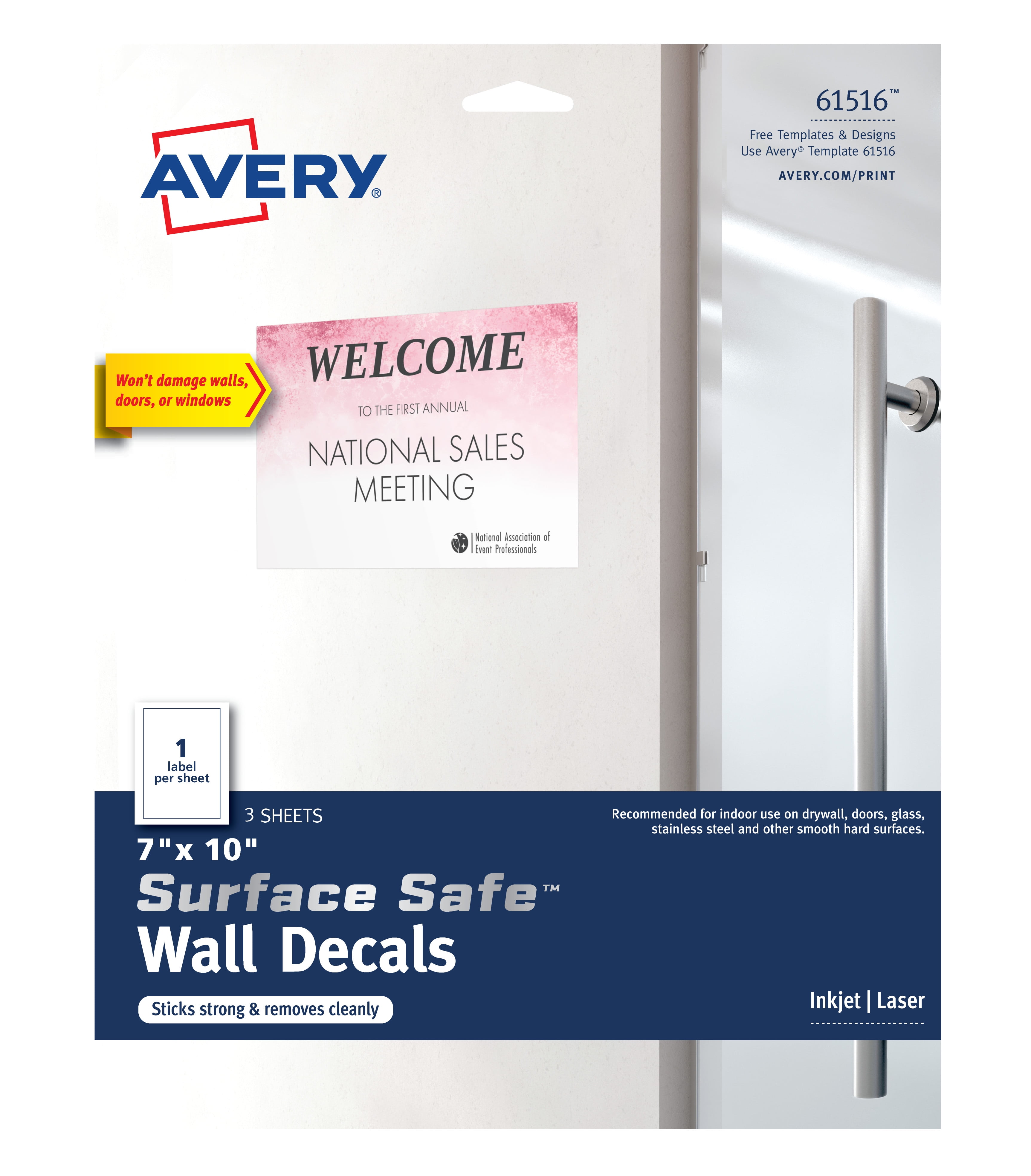 Avery Surface Safe Wall Decals, Removable Adhesive, 7