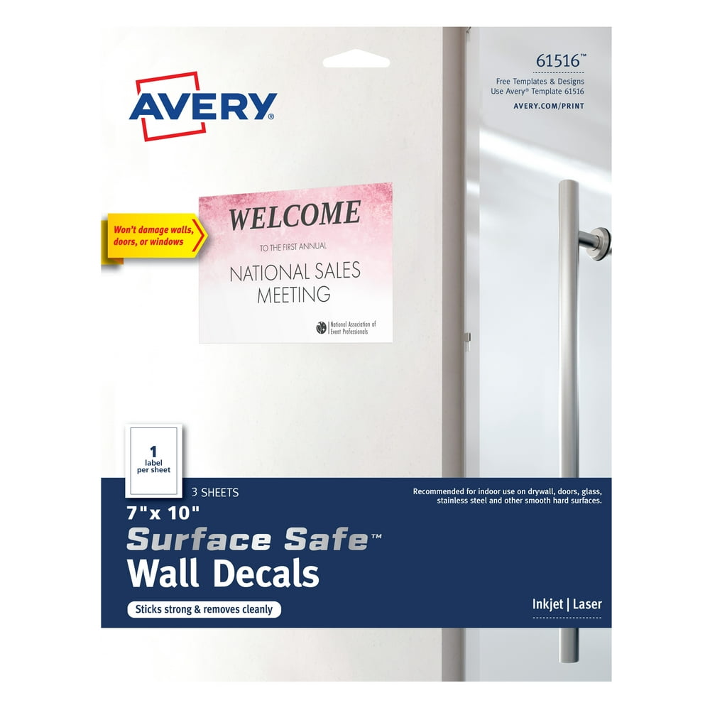 Avery Surface Safe Wall Decals, Removable Adhesive, 7