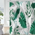 thumbnail image 4 of Tropical Shower Curtain, Dark Green Palm Leaves Plants Pattern White Black Branches Botanical Bath Curtains Waterproof Fabric with Hooks for Home Decor, 72Wx84H, 4 of 6