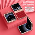 thumbnail image 4 of for Samsung Galaxy Z Flip 7 Case Hinge Protection with Finger Ring Holder, Premium PU Leather Hybrid PC All-Inclusive Diamond Bling Phone Case for Samsung Galaxy Z Flip 7 5G, Red, 4 of 5