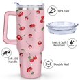 thumbnail image 3 of 40oz Red Cherry Fruit Pattern Stainless Steel Flip Straw Tumbler Spill Proof Travel Cup Double Wall Vacuum Insulated Coffee Mug with Top Handle, 3 of 6