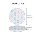 thumbnail image 2 of Round Ceramic Car Coasters 2 Pack Absorptive Clean Cork Bottom For Anti-Slip Use On Most Cars Cancer Awareness Ribbon Pattern - Soft Multicolor, 2 of 8