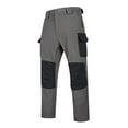 thumbnail image 1 of Mens Fleece Lined Tactical-Pants with Pockets Waterproof Cargo Pant Relaxed Straight Leg Color Block Mid Waisted Thermal Warm Hiking Work Trousers, 1 of 8