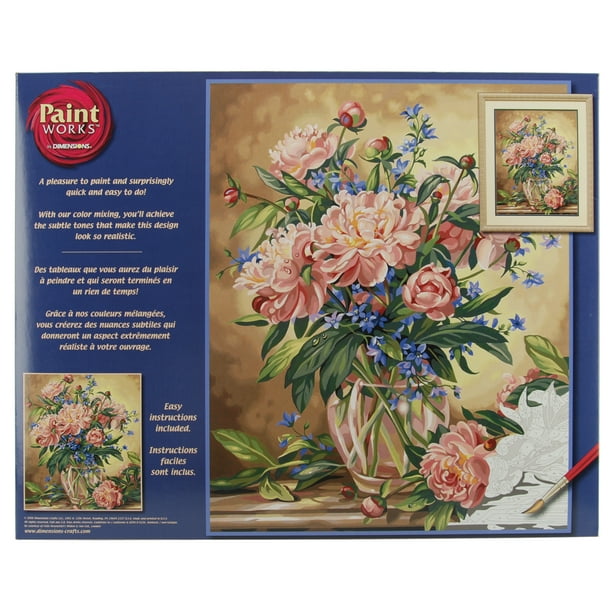 Dimensions Peony Floral Paint by Numbers Kit, 16'' W x 20'' L Walmart