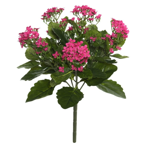 Vickerman Everyday - Arbusto Artificial de kanachoe Rosa Fuerte de 43,8 cm de Largo, decoración Floral de imitación Premium para Bodas o arreglos Diarios, Flores sin Vickerman NA