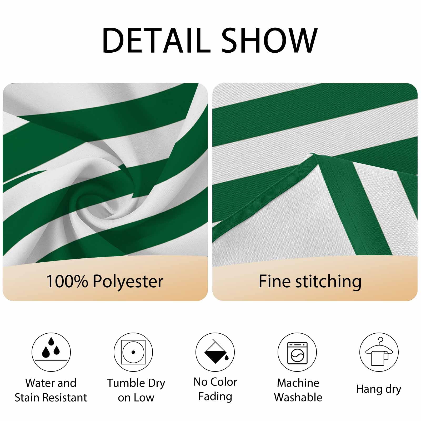 Round Tablecloth Green White Striped Waterproof Oil Proof Polyester Table Cloth Cover Decor for Home Dining Outdoor,Patio,Parties, 54" Dia. Minimalist Christmas
