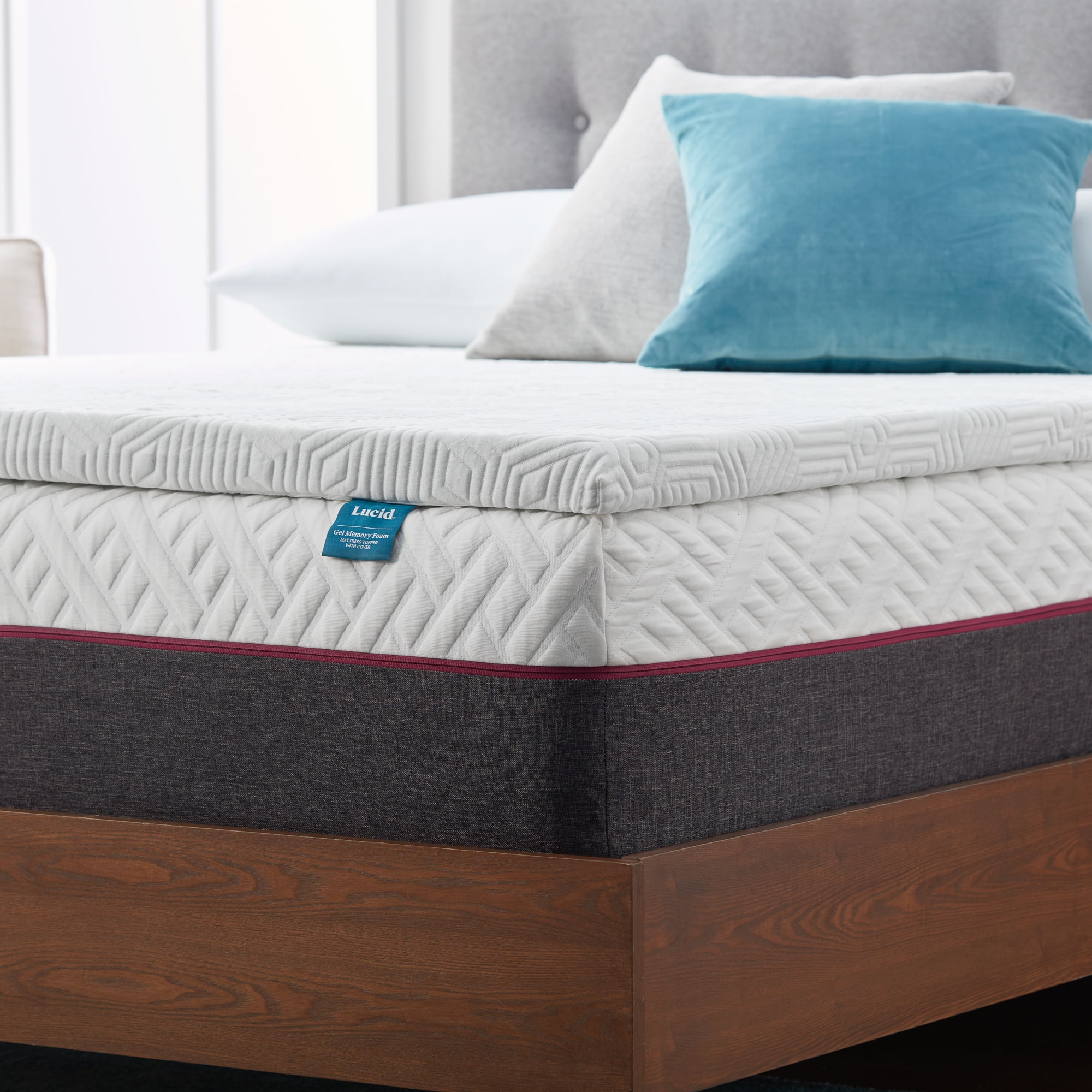 Lucid 2" Gel Memory Foam Mattress Topper, Twin XL - Infused with Cooling Gel and Aloe, Washable Cover