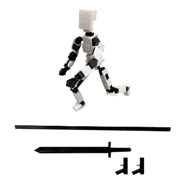 Titan 13 Action Figure,Stikbot Toys with Weapon Accessories, T13 Action Figure Robot,3D Printed Action Figures Toys, Toys Not To Be Missed By Enthusiasts (White)