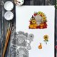 thumbnail image 2 of Sello transparente de silicona con diseño de puerta otoñal para scrapbooking, Acción de Gracias, girasol y calabaza. Sello transparente con fondo de puertas., 2 of 9