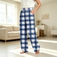 thumbnail image 4 of hotojiny Unisex Kids Pants Boys Girls Comfortable Plaid Bottoms Loose Fit Elastic Waist Soft Trousers for Christmas(Navy,11-12 Years), 4 of 7