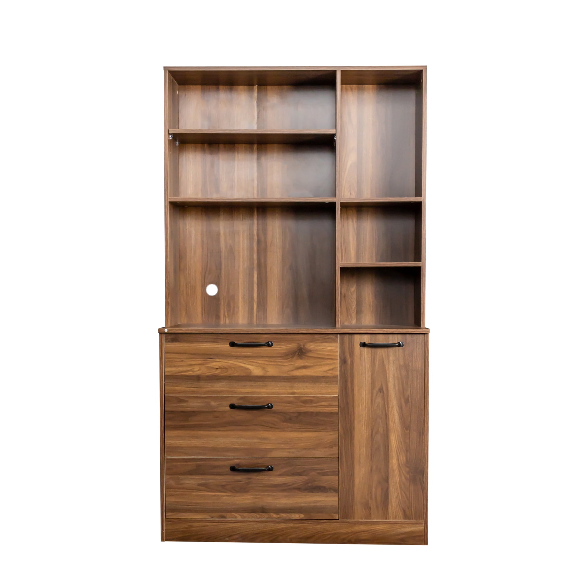 Aukfa 70.9" Kitchen Pantry Storage Cabinet, Freestanding Tall Cabinet Organizer - Walnut
