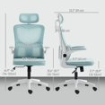 thumbnail image 2 of Light Blue Mesh Office Chair with Adjustable Headrest & Lumbar Support - Ergonomic Computer Desk Chair for Home or Office Use - 48" High, 2 of 7