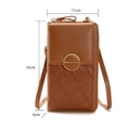 thumbnail image 2 of Bolsos cruzados pequeños para mujer, bolsos de cuero para teléfono móvil, cartera con cremallera, marrón, 2 of 6