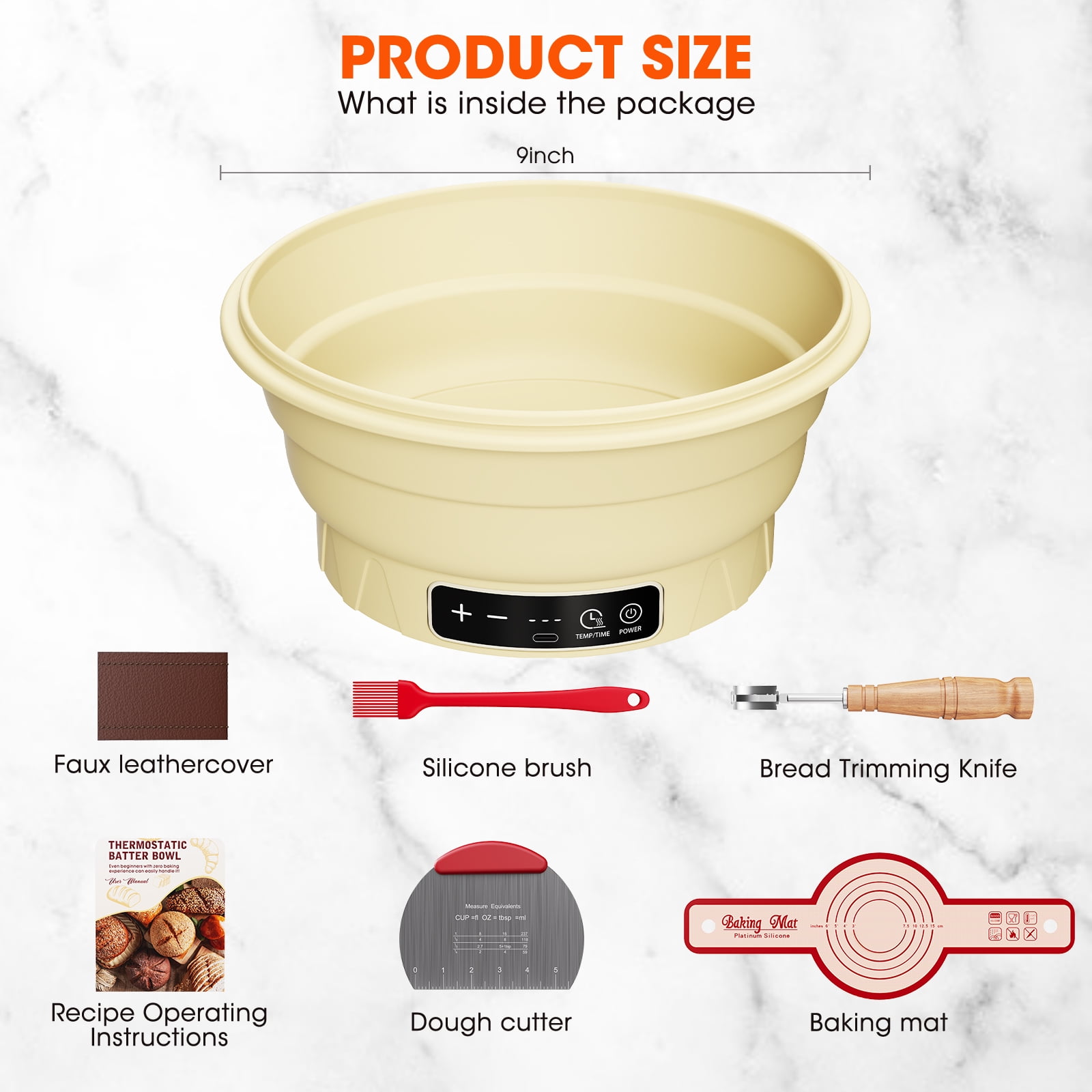 Electric Sourdough Starter Kit with 6-Temp (77-122℉) Control & Timer - 9" Foldable Sourdough Bread Baking Supplies & Dough Warmer - Complete Banneton Bread Proofing Basket Set for Artisan Home Bakers