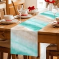 thumbnail image 5 of Teal Coastal Table Runner 72 Inches, Beach Nautical Seaside Ocean Beige Bed Runner Dresser Scarves Tabletop for Indoor Outdoor Parties/Ceremony/Banquet, 18" x 72", 5 of 9