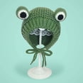 thumbnail image 1 of Gorros de punto de rana gruesa de felpa para niños, con pompón gorros de invierno, tejido de ganchillo grande para bebé, niño y niña, gorro de disfraz de Navidad, 1 of 4