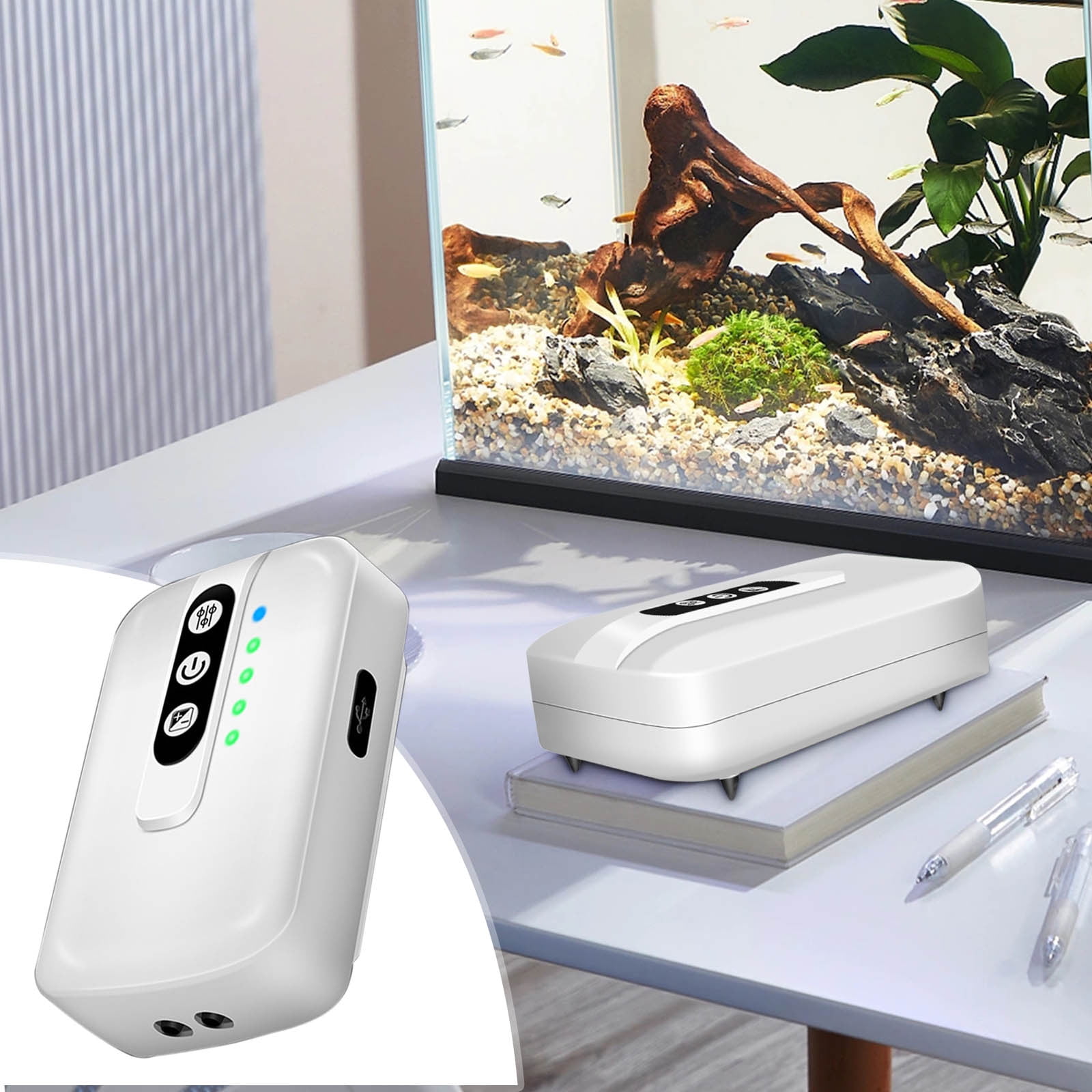 Portable Aquarium Water Pump with 3 L/min Airflow, 25-Hour Rechargeable Lithium Battery, USB-C Charging, 0.3 kg