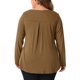 thumbnail image 3 of Agnes Orinda Blusas de Talla Grande para Mujeres, Camisetas de Manga Larga con Cuello Notched, Blusas con Pliegues en la Parte Frontal, 2X, Marrón, 3 of 6