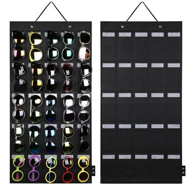 Hanging Eyeglasses Wall Pocket Mounted, Sunglasses Organizer Storage, Sunglass Organizer, Sunglasses Holder, Glasses Case Multiple Pairs, 25 Slots Sunglass Organizer Holder Display with Sturdy Rope