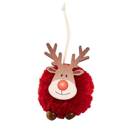 

1Pc Felt Fawn Lamb Pompom Elk Pendant Festive Atmosphere Pendant Gray Red