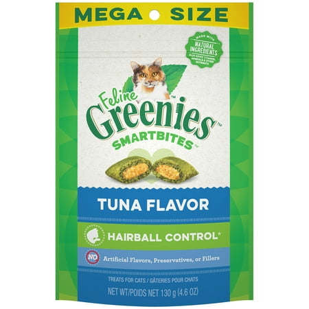 FELINE GREENIES SMARTBITES Hairball Control Natural Treats for Cats, Tuna Flavor, 4.6 oz. (Best Healthy Cat Treats)