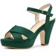 thumbnail image 1 of Sandalias Tacón Grueso Correa De Tobillo Plataforma Para Mujer Verde 36, 1 of 7