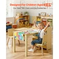 thumbnail image 2 of VEVOR Kids Art Table and Chair Set, Toddler Craft Table with 3 Tiers Storage Cabinet, Wooden Kids Activity Play Desk with 2 Chairs, Craft Play Desk for Reading, Learning, Drawing, Writing, Light Wood, 2 of 9