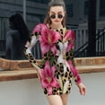 thumbnail image 6 of Lilies Bloom Leopard Print Background Women's Long Sleeve Bodycon Dress Soft Stretchy For Everyday Wear And Special Occasions, 6 of 6