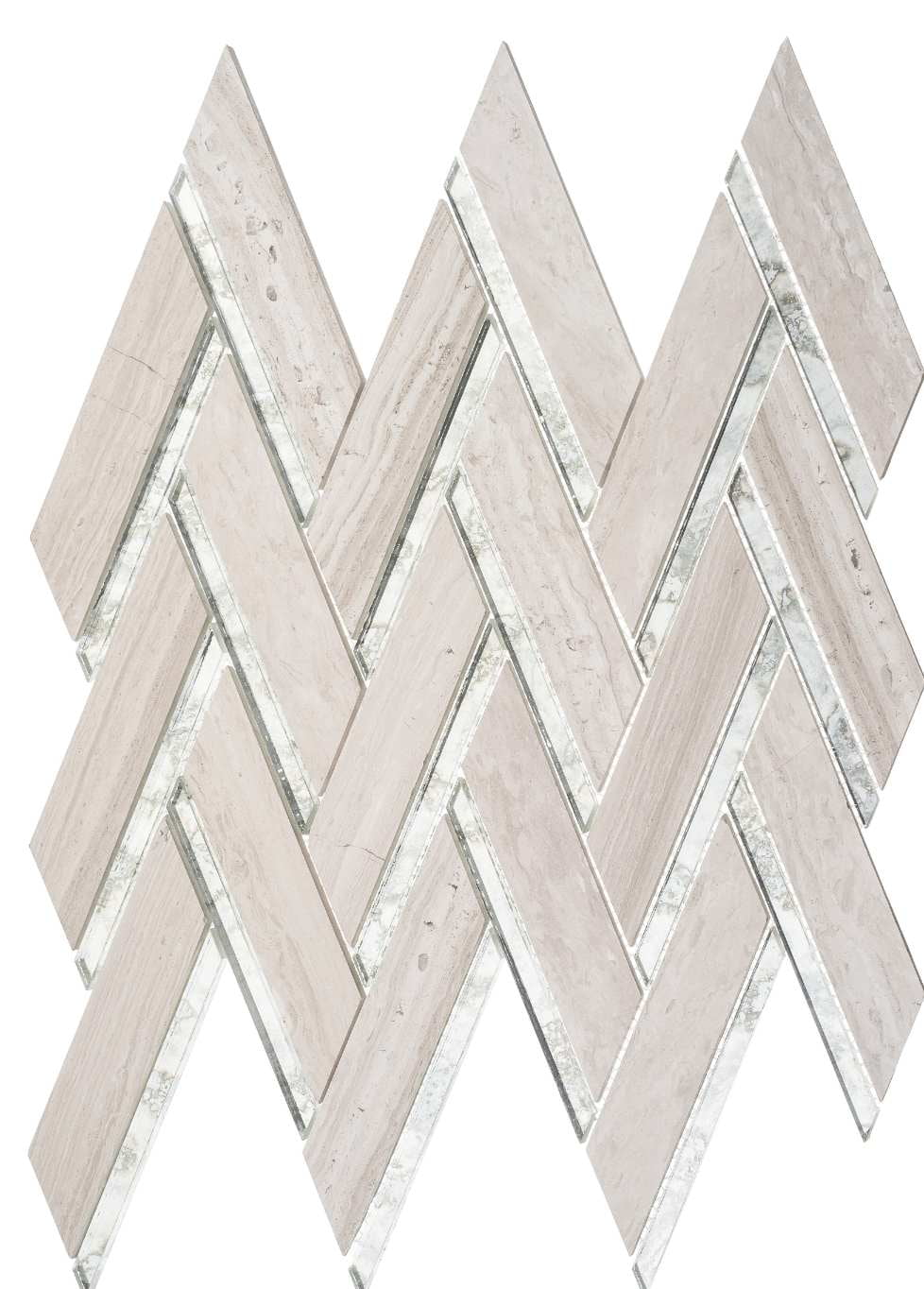Skylar 14" x 15" Gray Marble Chevron Mosaic Tile