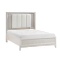 thumbnail image 4 of Antique White Queen Bed Frame w/ LED Headboard - Modern Bedroom Furniture, Ivory Upholstery, Reeded Fronts, 63.5"x86"x60", Wood Frame, Box Spring Required, Vietnam., 4 of 12