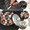 thumbnail image 4 of Yayeee Ashtray with Lid for Cigarette Smokeless Stainless Steel Home Ash Holder, Retro Geometric, 4 of 7