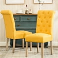 thumbnail image 2 of Solid Wood Dining Chairs, Yellow Cushion, Modern Seating, Room Essentials, 2 of 5