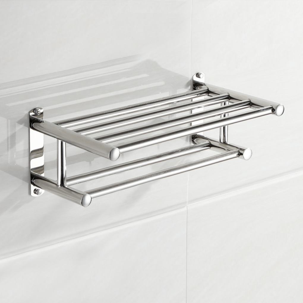 unbranded Large Towel Rack with Shelf Stainless Steel Double Towel Bar