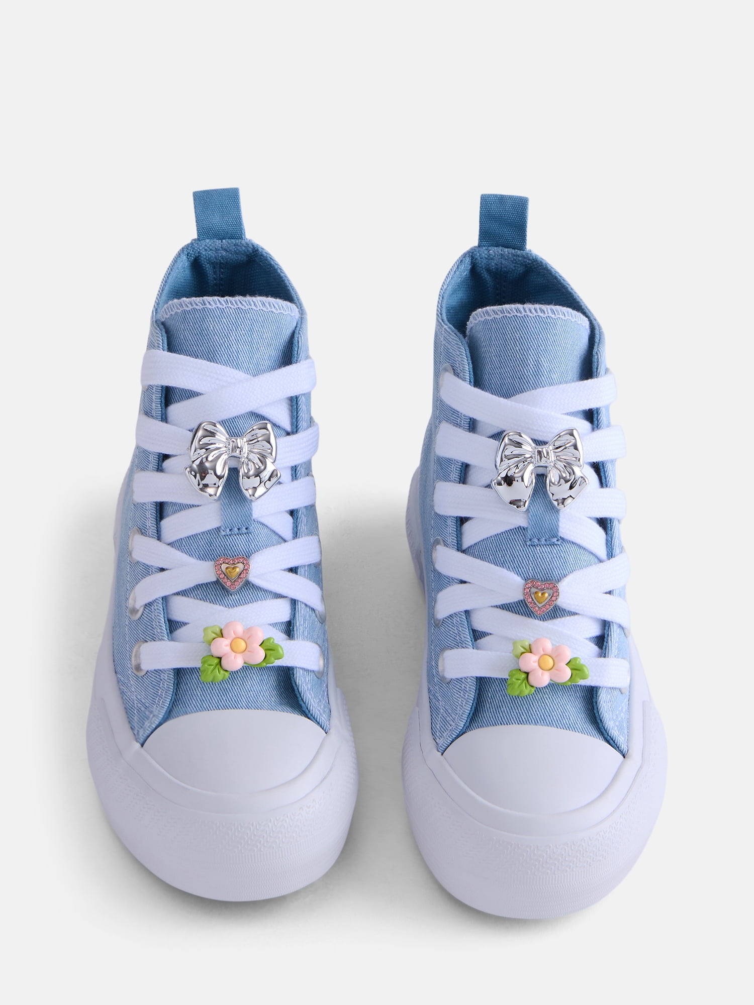 Wonder Nation Girl’s Canvas Charm Embellished High Top Platform Sneakers
