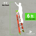 thumbnail image 6 of Louisville Ladder FXS1506 6 ft.Fiberglass Cross Step Ladder, Type IA, 300 Lbs Load Capacity, 6 of 16