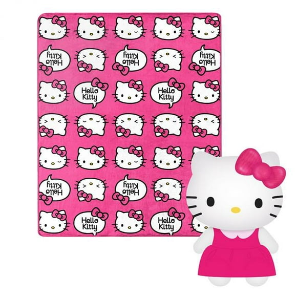 Hello Kitty 40 x 50 Po Hello Kitty Symboles Soie Toucher avec Câlin en Peluche